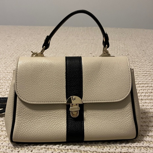 Borse in Pelle Handbags - Borse in Pelle Italian Chic Cream and Black Leather Satchel